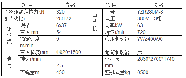 JM32T型卷揚機參數(shù)圖